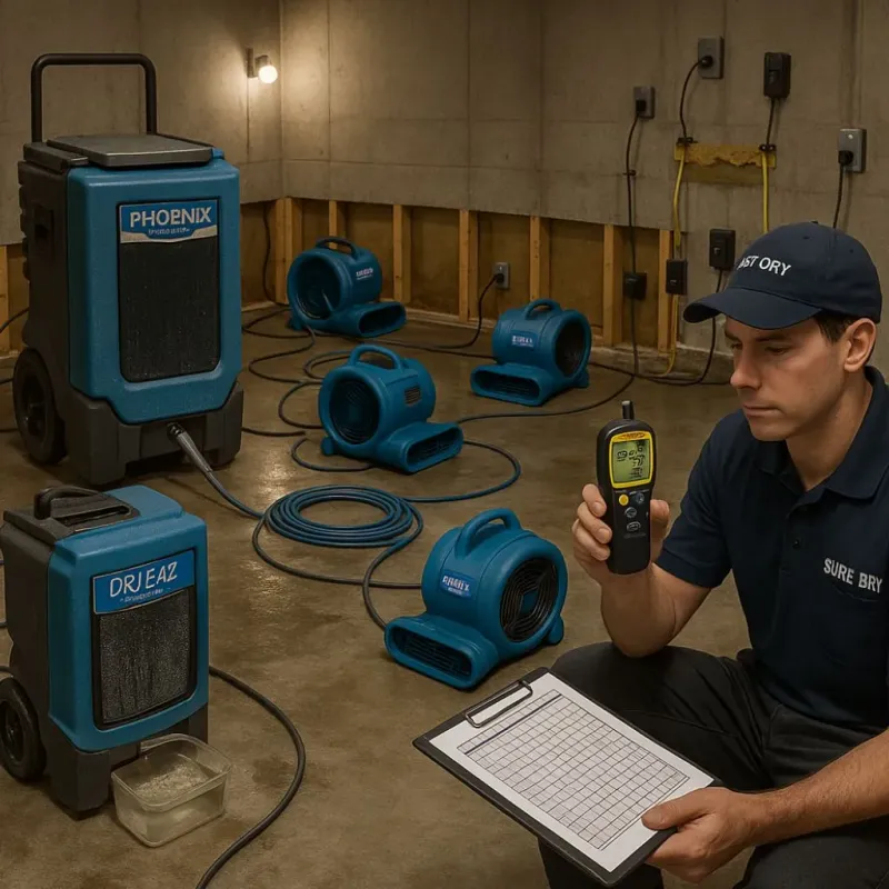 Structural Drying and Dehumidification process in Williams, AZ